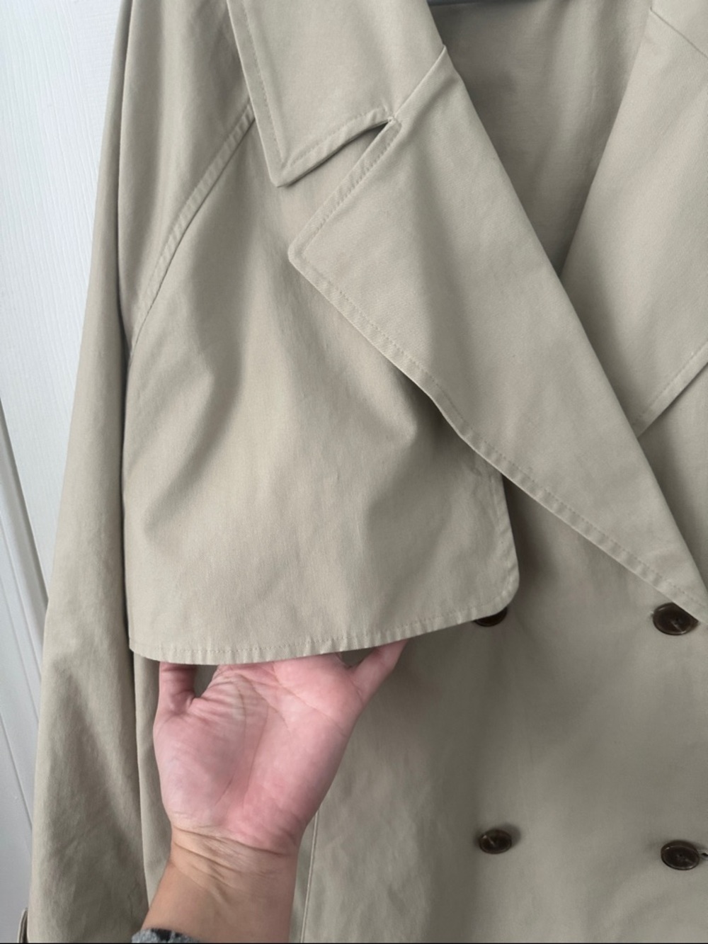 Old Navy Taupe Double-Breasted Short Trench Coat-never worn - Picture 5 of 6